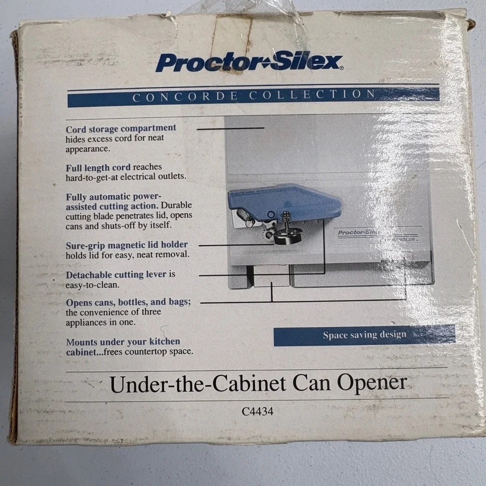 Proctor Silex Concorde Collection Under the Cabinet Can Opener‎ C4434 electric